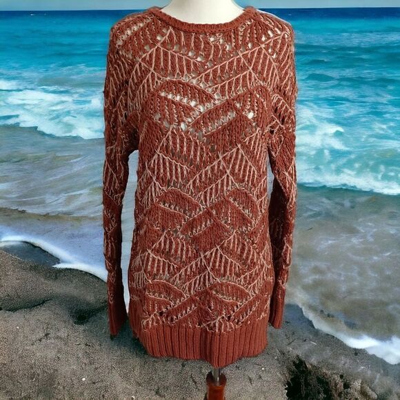 Universal Thread Open Knit Sweater NEW S Clay Pullover Crochet Asymmetric Rustic - Picture 3 of 16